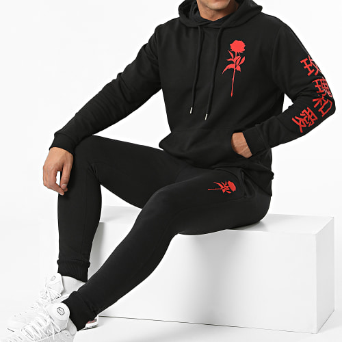 Ensemble De Survêtement Roses Noir Rouge
