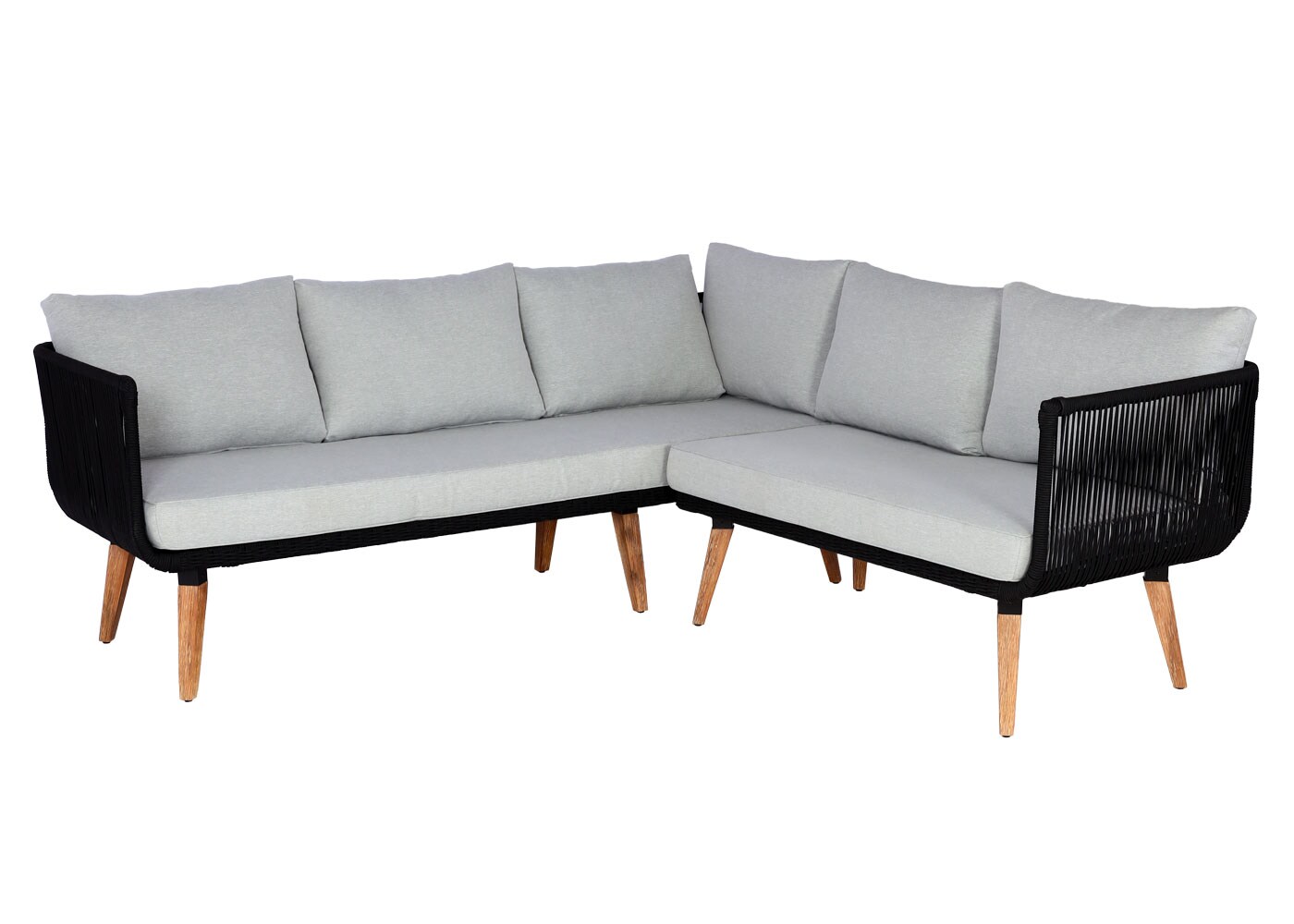 Garten-Garnitur MCW-L30, Garnitur Sitzgruppe Lounge-Set Sofa, Akazie Holz MVG-zertifiziert ~ Polster hellgrau