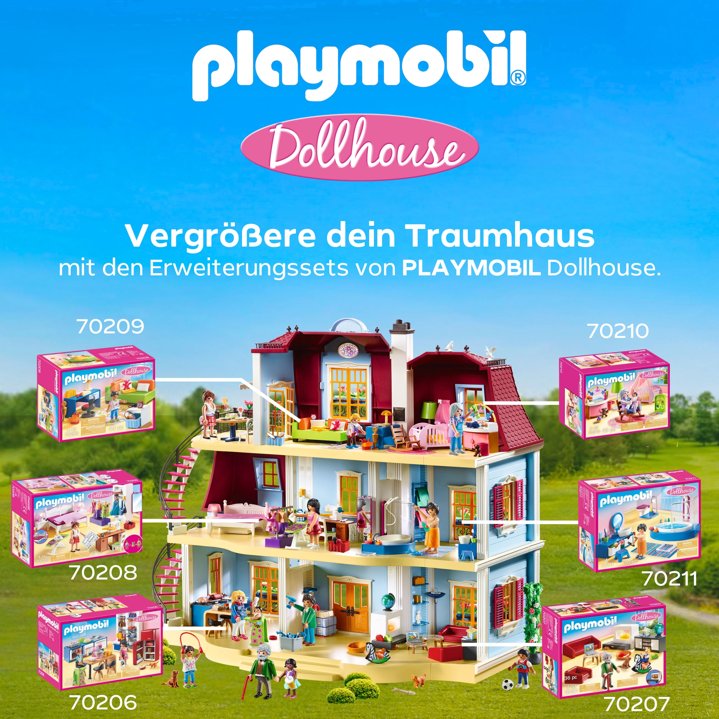Playmobil® Konstruktions-Spielset »Mein Grosses Puppenhaus (70205), Dollhouse« Made in Germany