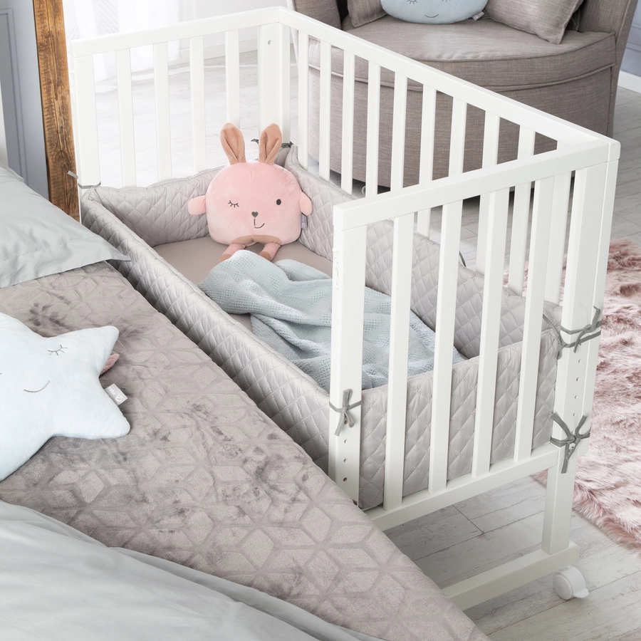 roba Stuben- & Beistellbett 3in1 Weiß mit Barriere Style grau