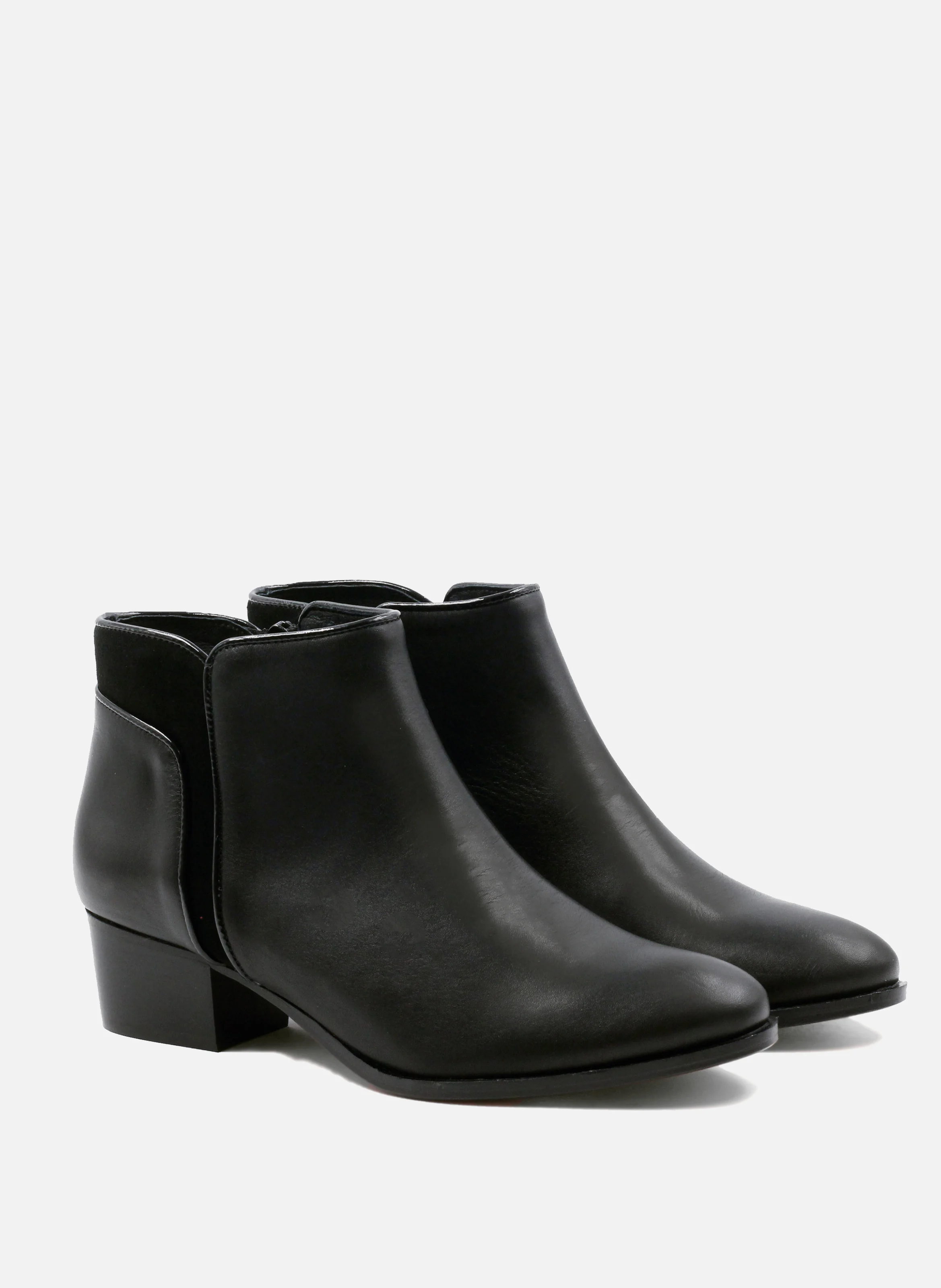 Bottine moyen talon cuir lisse | Noir