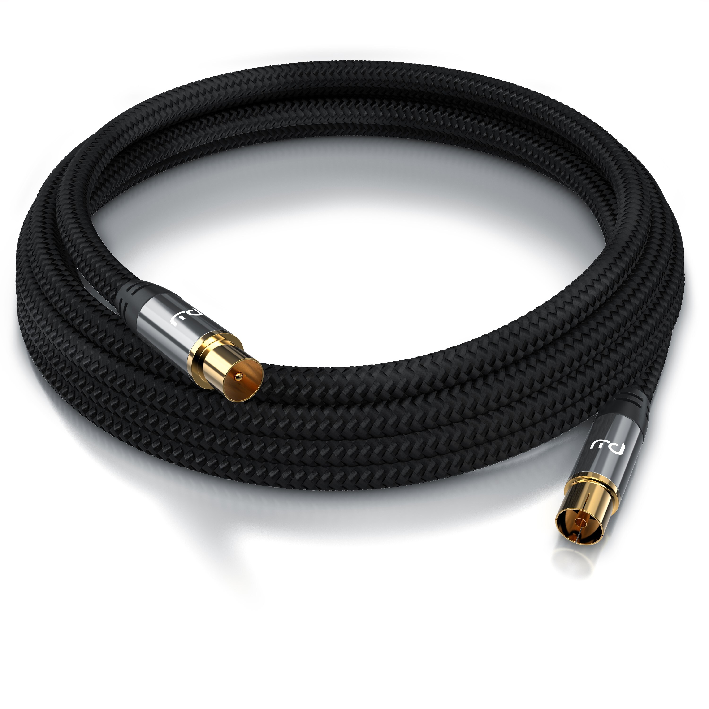Primewire HDTV Antennenkabel mit Braiding - 2-fach Schirmung - Stoffummantelung - 75 Ohm / 135 dB - 3 m
