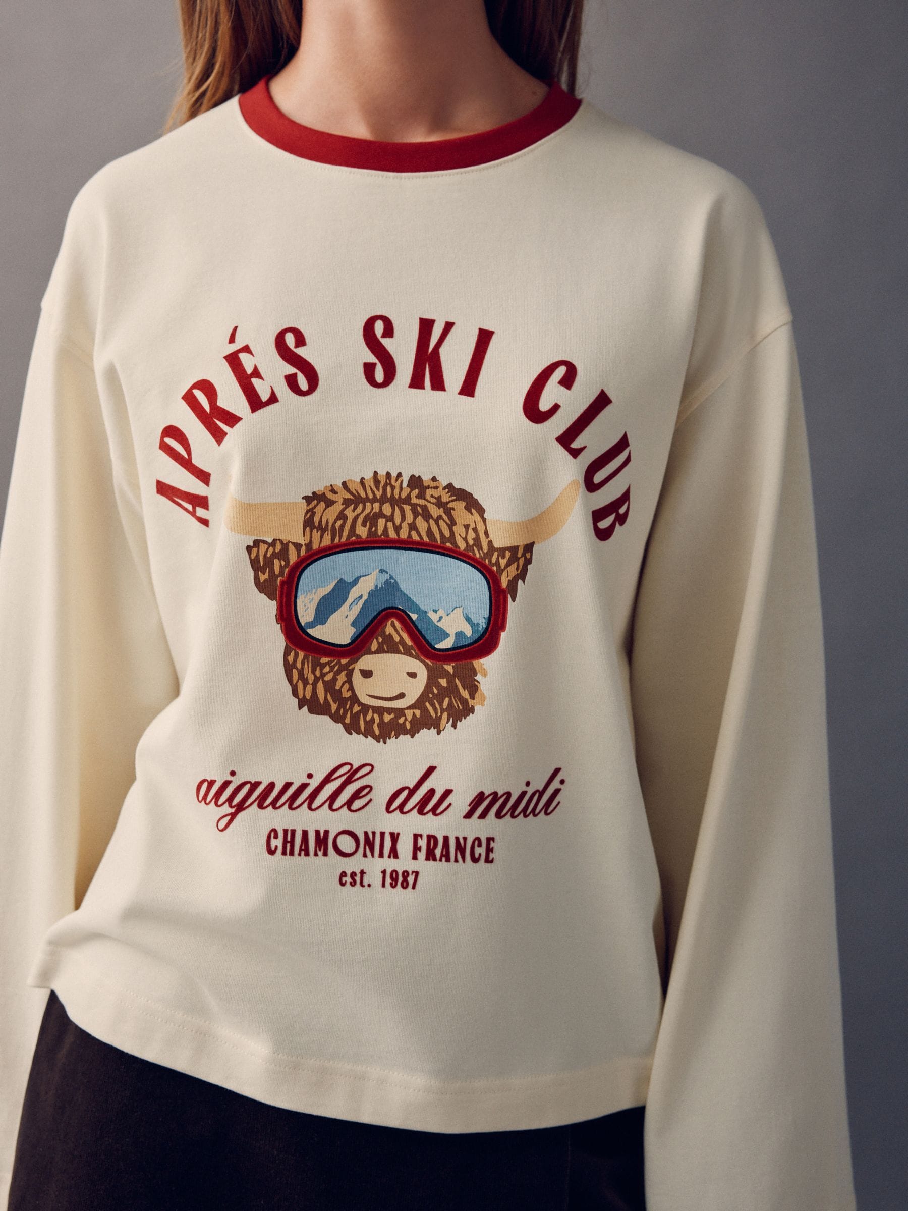 Ecru en bordeaux Rood - Top met grafische print van Hamish Skiing Kerstmis