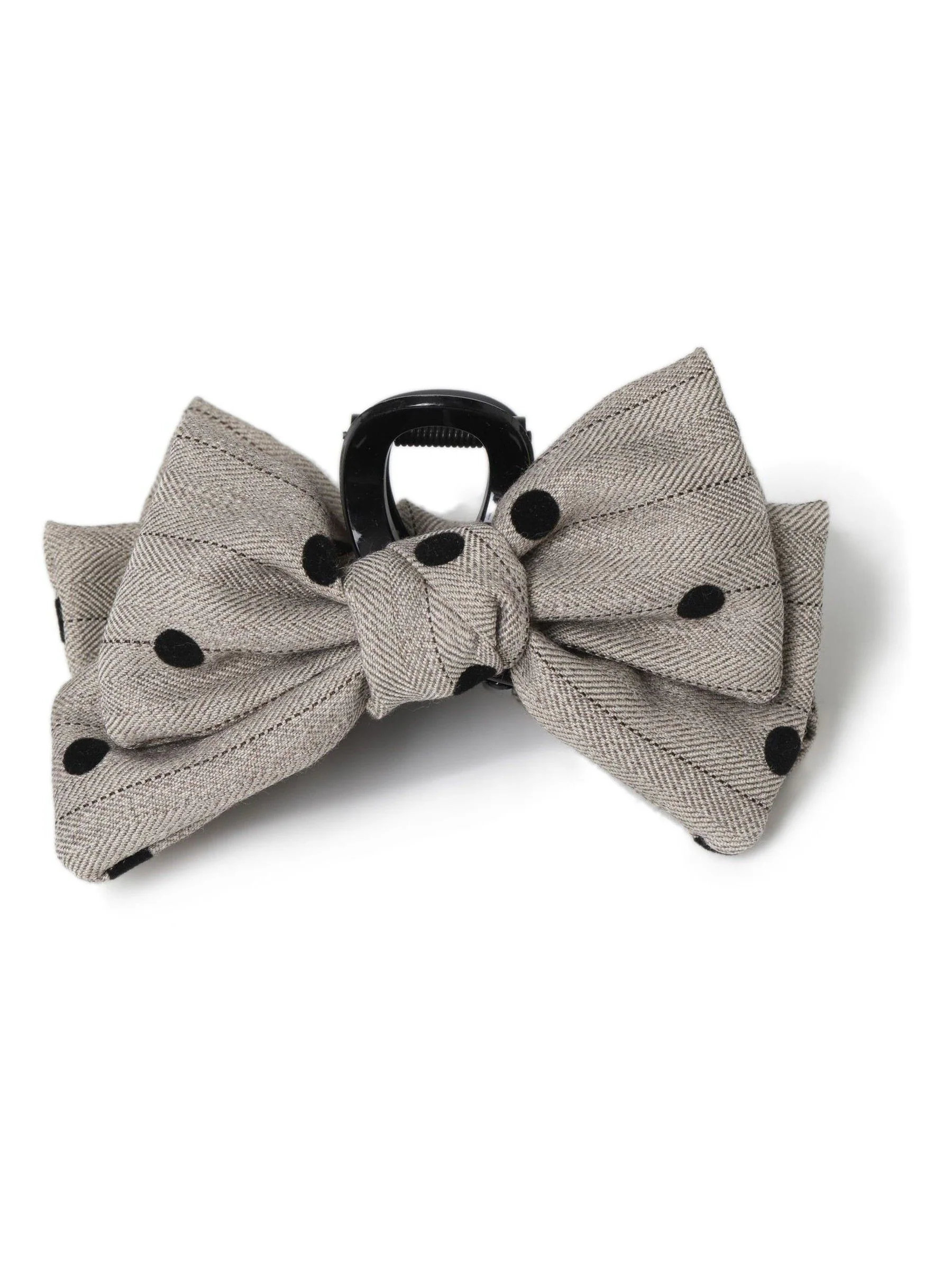Aela Cream Tweed Polka Dot Bow Claw