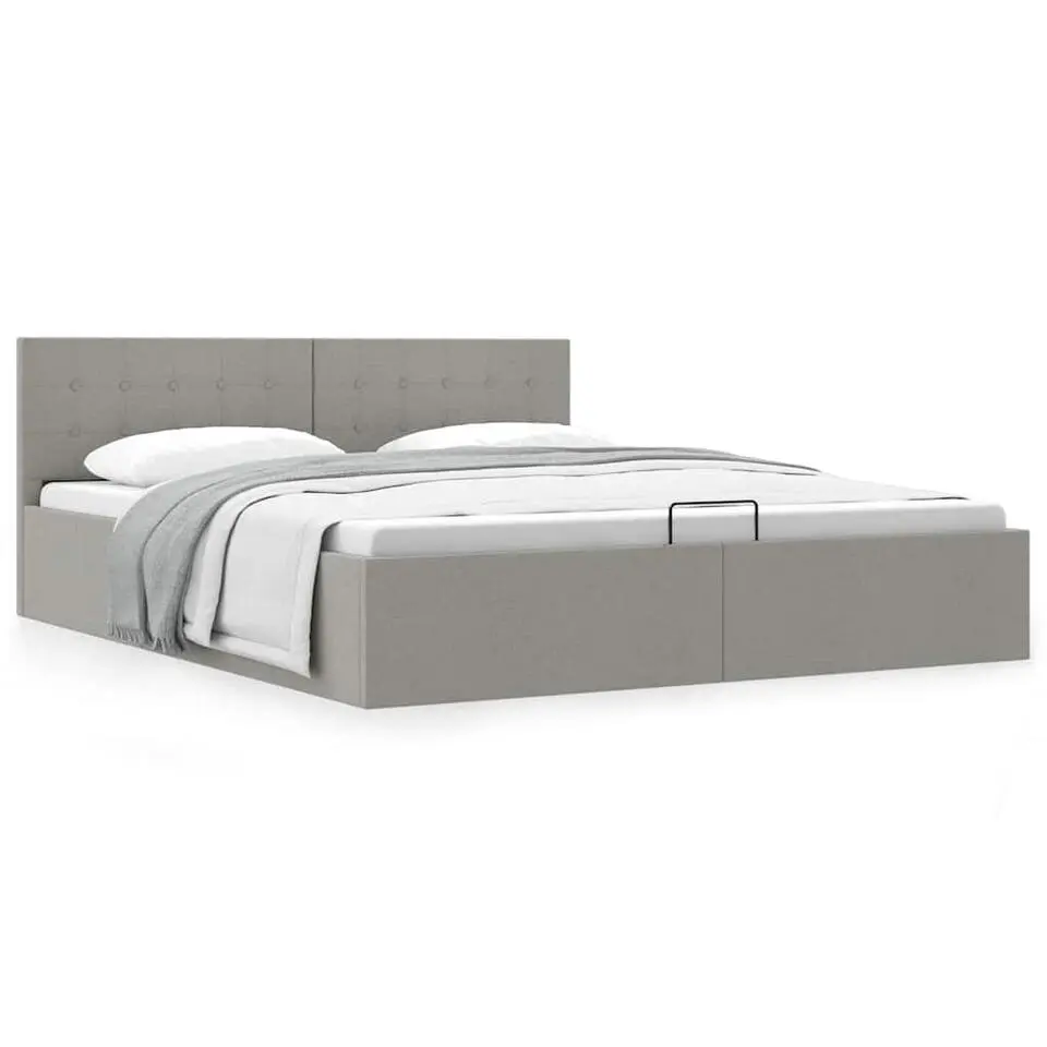 vidaXL - Bed met opbergruimte - Lichtgrijs - Stof - 160x200 cm