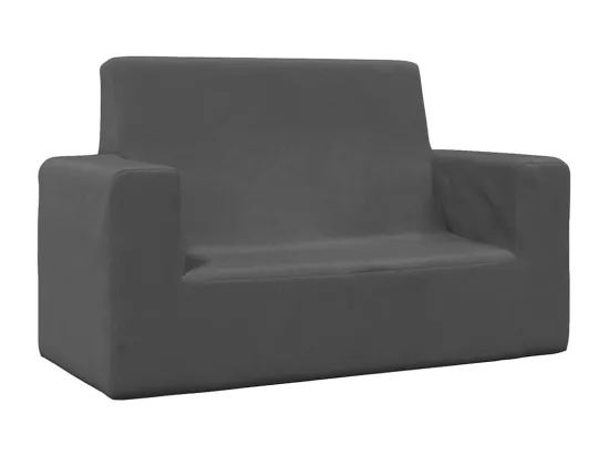 Canapé pour enfants à 2 places Anthracite Peluche douce