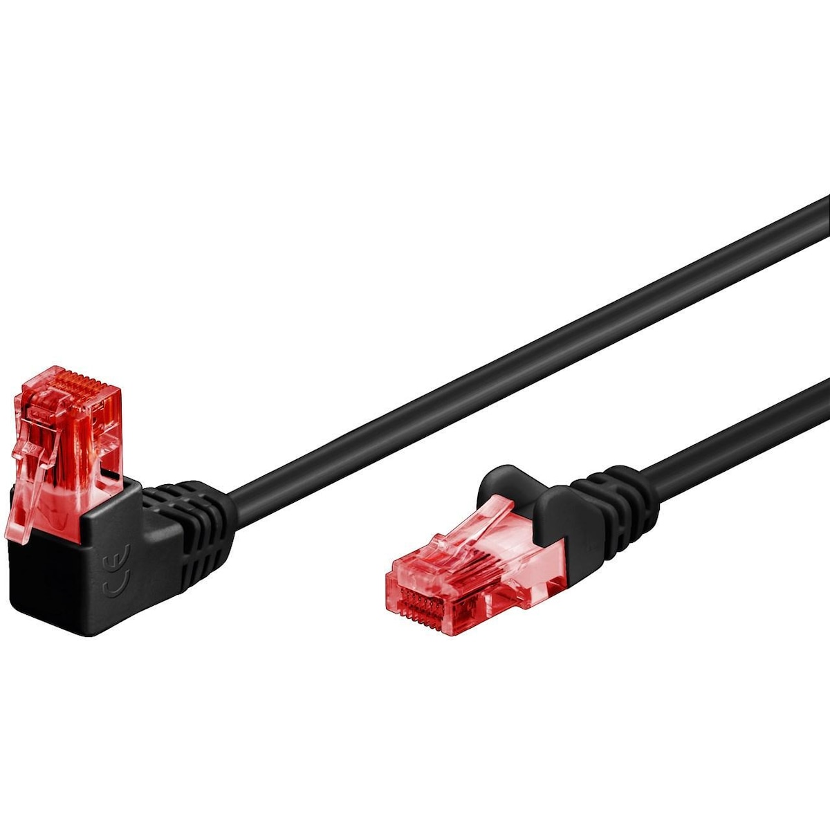 Goobay CAT 6 patchkabel 1x 90° vinklet, U/UTP, svart