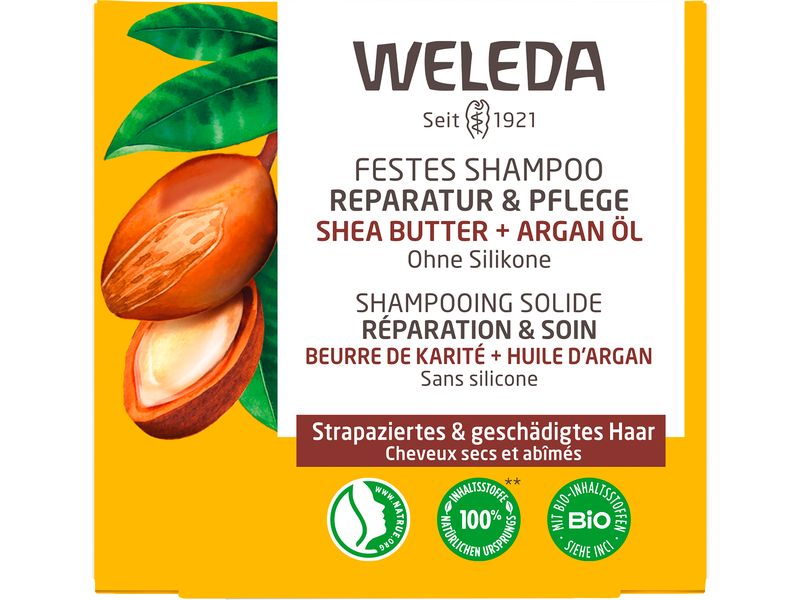 WELEDA Festes Shampoo Reparatur und Pflege 50 g Natürliches Shampoo verleiht geschmeidiges Haar, das natürlich glänzt