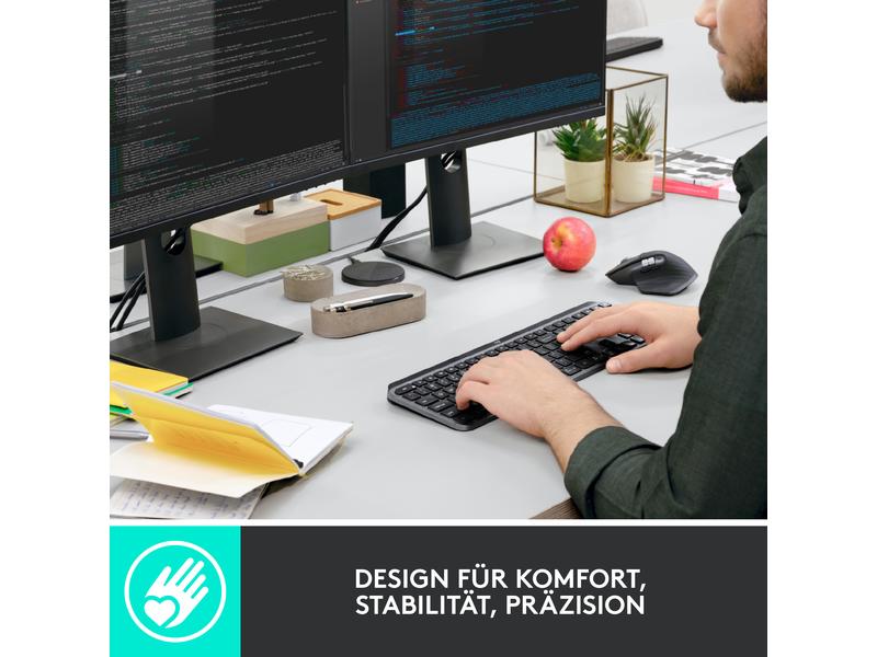 Logitech Tastatur Mx Keys for Business Komfortable Business-Tastatur mit «Logitech Flow»-Technologie und Logi Bolt Empfänger