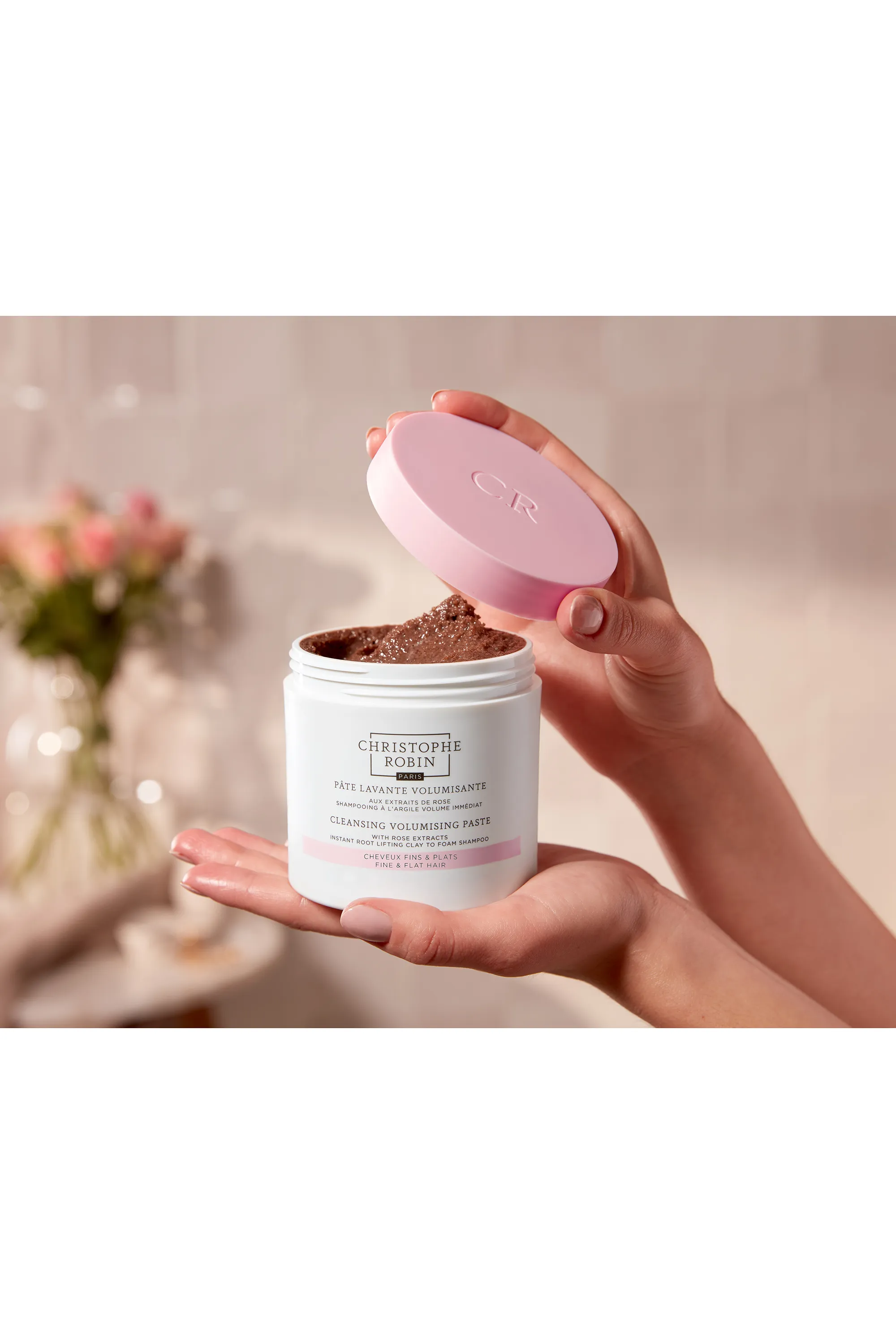 Christophe Robin Pâte lavante volumisante aux extraits de rose-250 ml