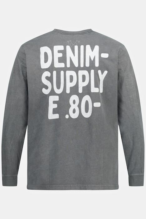 Langarmshirt, garment dyed, Rücken Print, Rundhals,