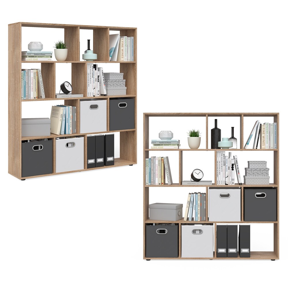 Vicco Raumteiler Pilar Bücherregal Standregal Büroregal 12 Fächer Sonoma