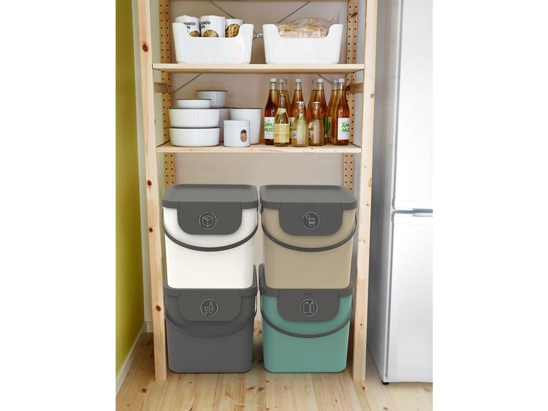 Rotho Recyclingbehälter Albula 40 l, Lime Grün Mülleimer