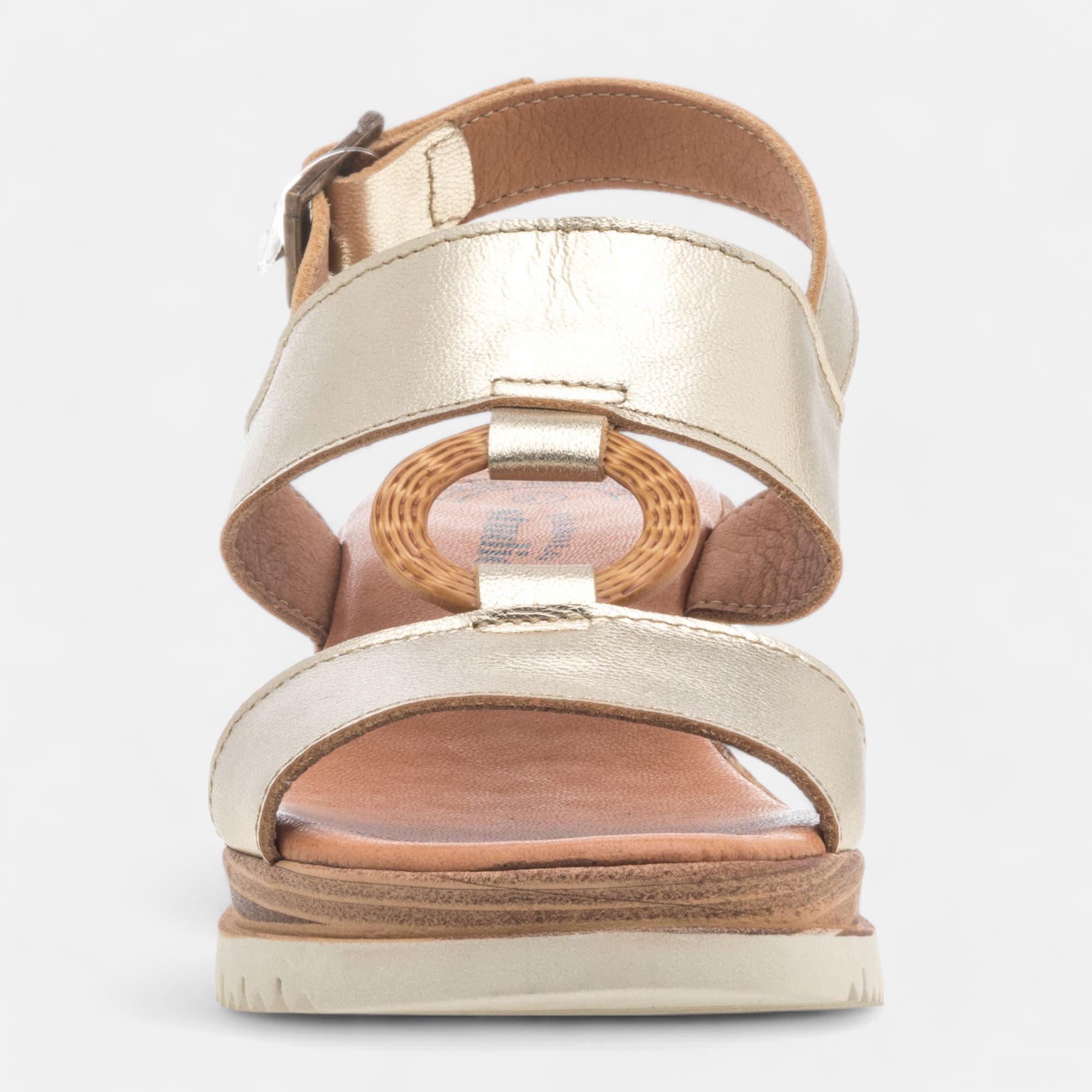 Sandales à talon compensé Femme en cuir or