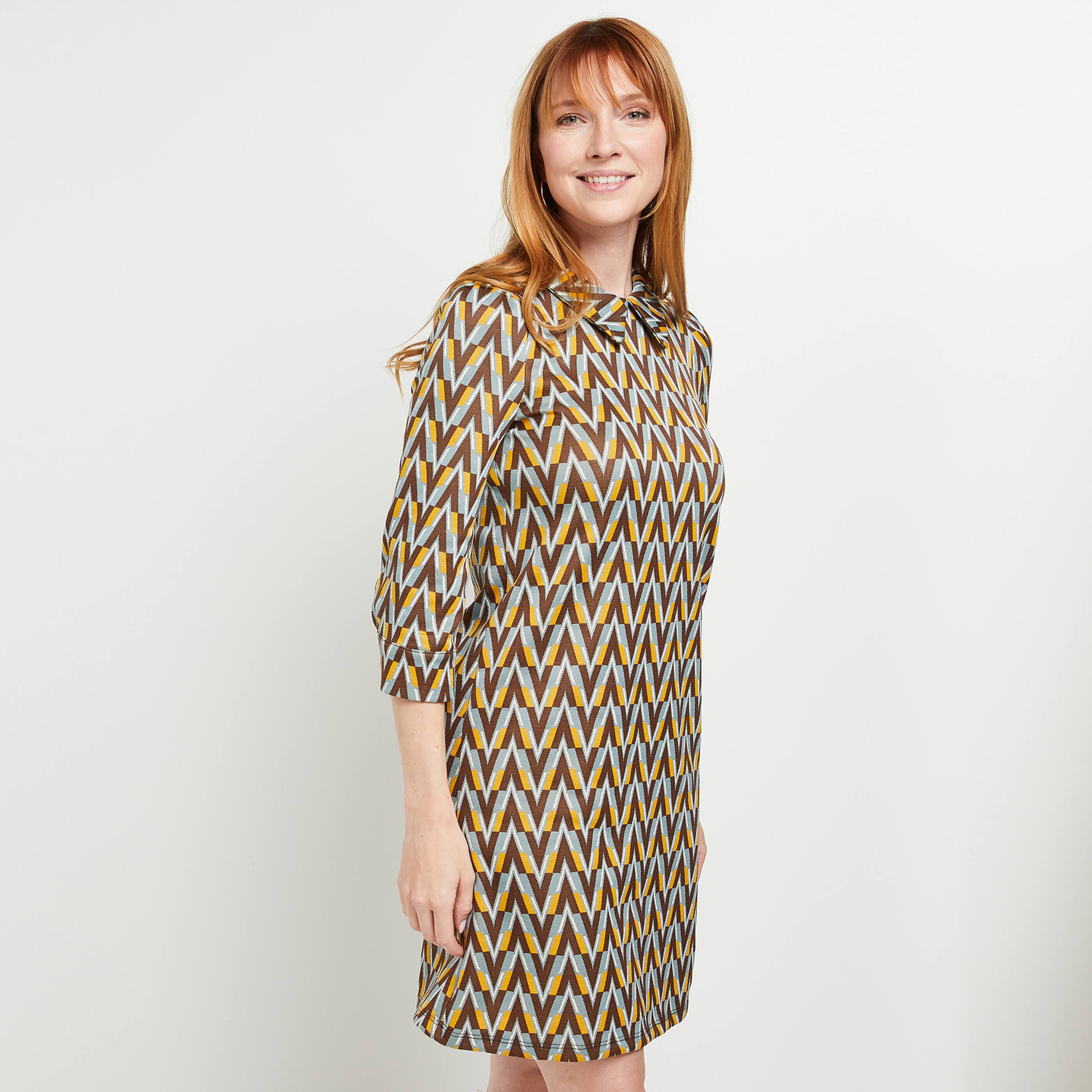 Robe en maille jacquard - MARRON