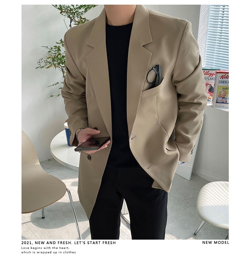 Okwano - Blazer met inkeping en effen enkelrijs