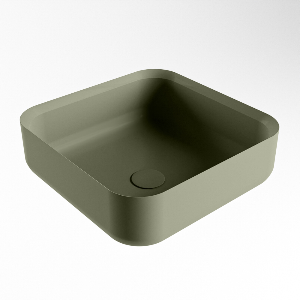 Mondiaz Binx Solid Surface waskom 36x36cm army