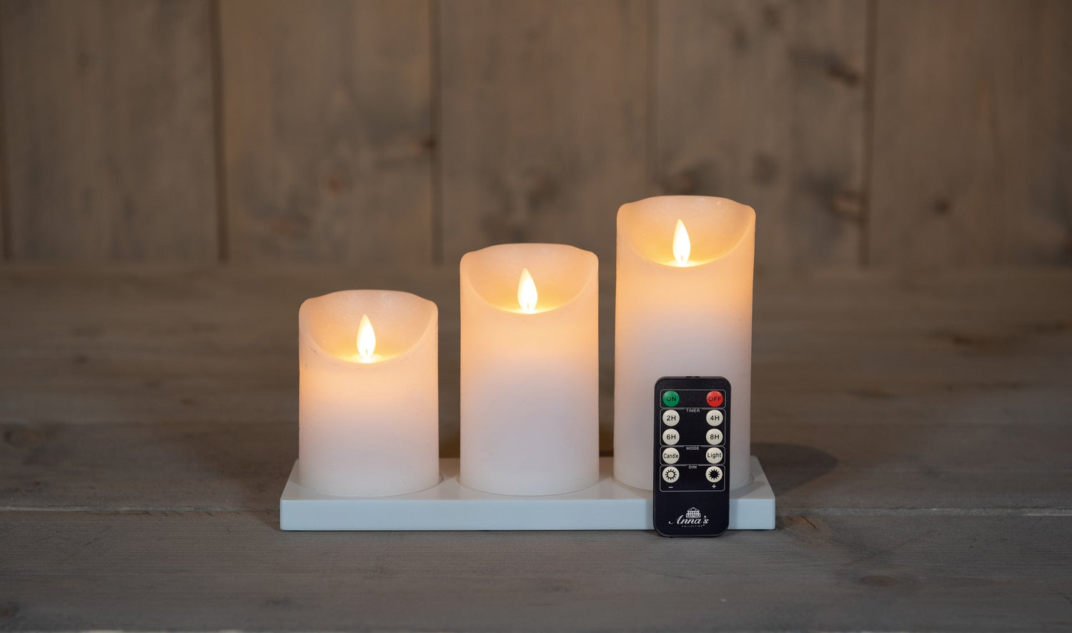 Anna's Collection LED stompkaars oplaadbaar wit met afstandsbediening D 11 H 19,5 cm 3 stuks