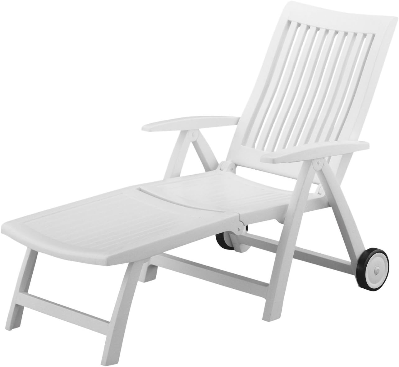 Kettler Roma Advantage Gartenliege weiß - klappbare Sonnenliege für Garten, Terrasse und Balkon - Rückenlehne mehrstufig verstellbar - wetterfeste Rollliege aus beständigem Kunststoff