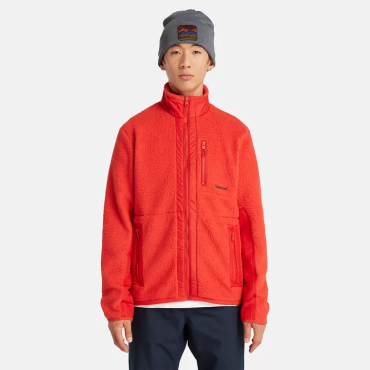 Fleece de pelo alto para homens na cor vermelha