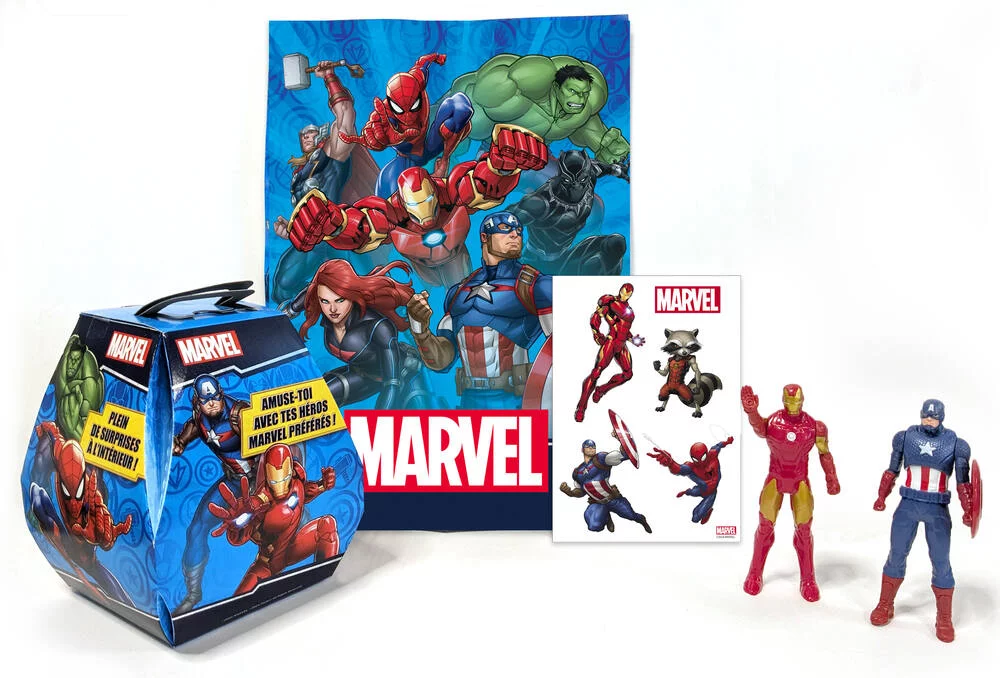 MARVEL BOITE SURPRISE AVEC FIGURINES STICKERS ET POSTER