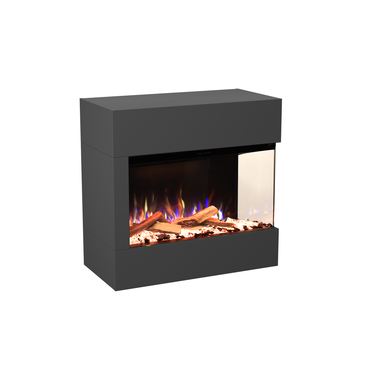 Glow Fire elektrische haard 'Portia Mini Rechtsdraaiend' | LED vrijstaande haard in grijs met verwarming (1500 W) | HxBxD: 90 x 86,7 x 45 cm