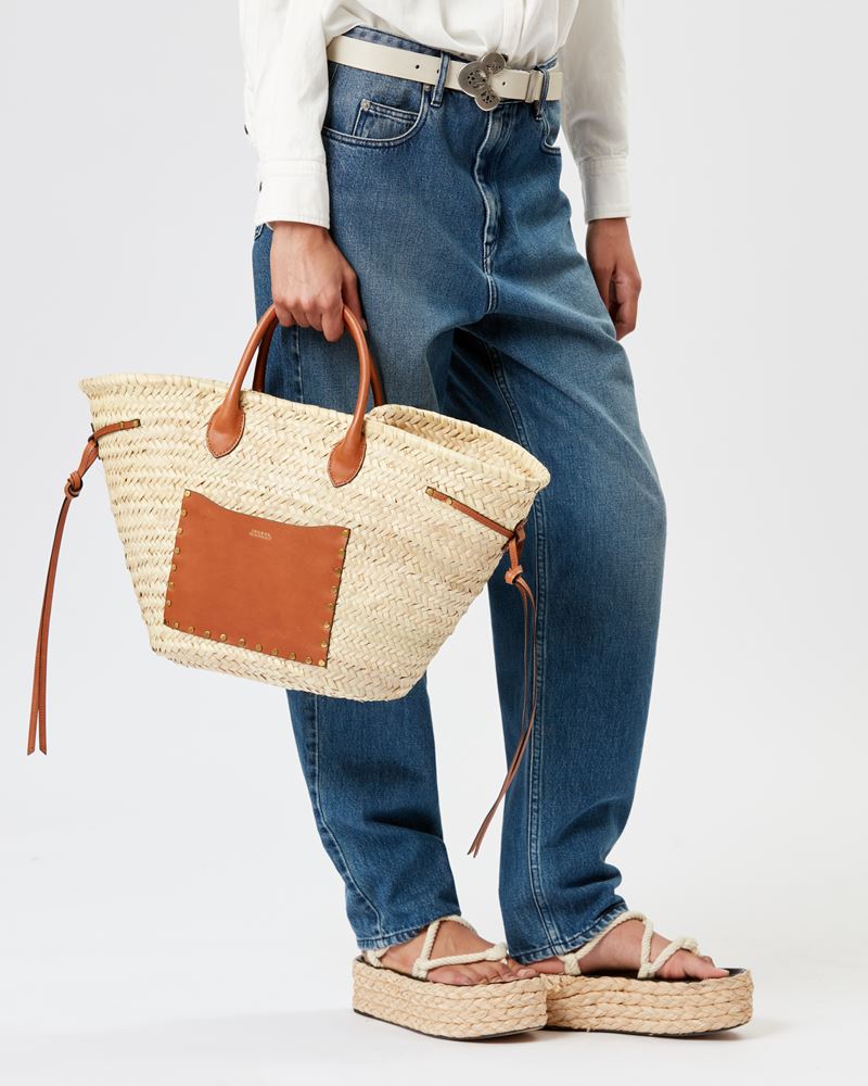 PANIER EN RAPHIA ET CUIR CADIX