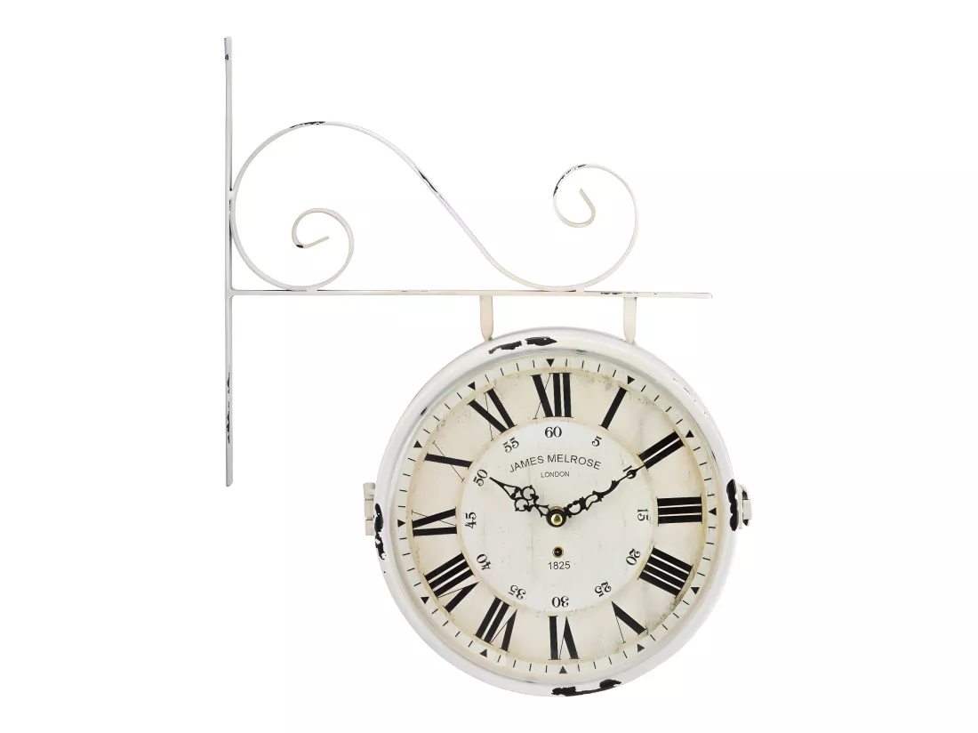 Horloge murale double face style vintage FAUBOURG en fer - L.34 x H.41,5 cm