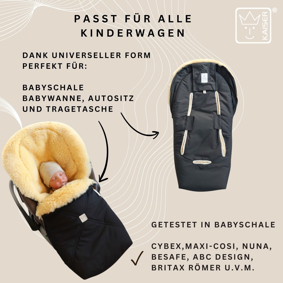KaiserKaiser   EMMY Lammfell Babyschalen Fusssack anthracite