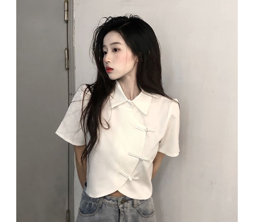 Shinsei - Blouse met korte mouwen en kraag