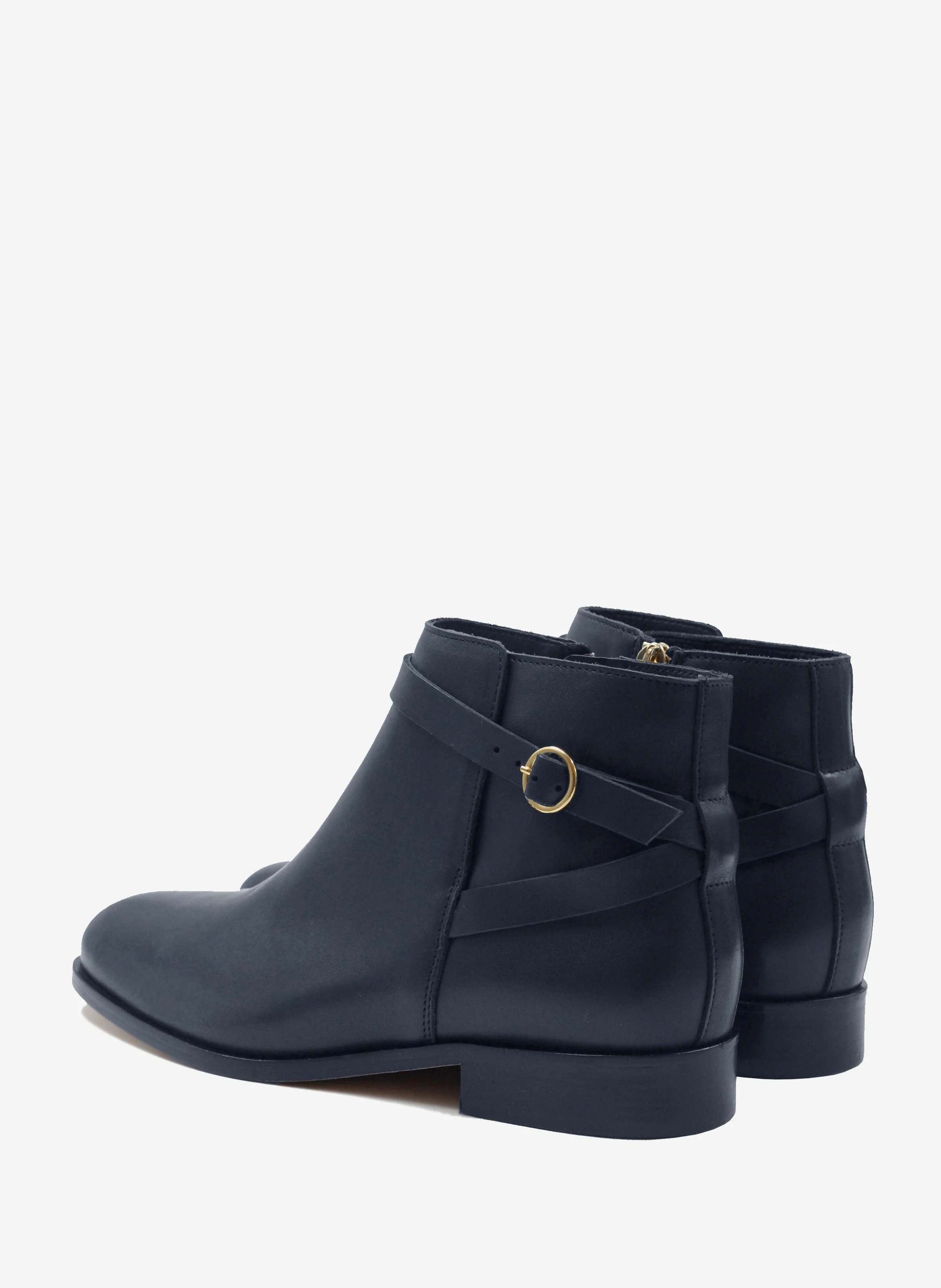 Bottines cavalières plates cuir lisse | Bleu