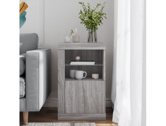 VIDAXL - Armoire de rangement Armoire latérale et lumières led sonoma gris bois d'ingénier...