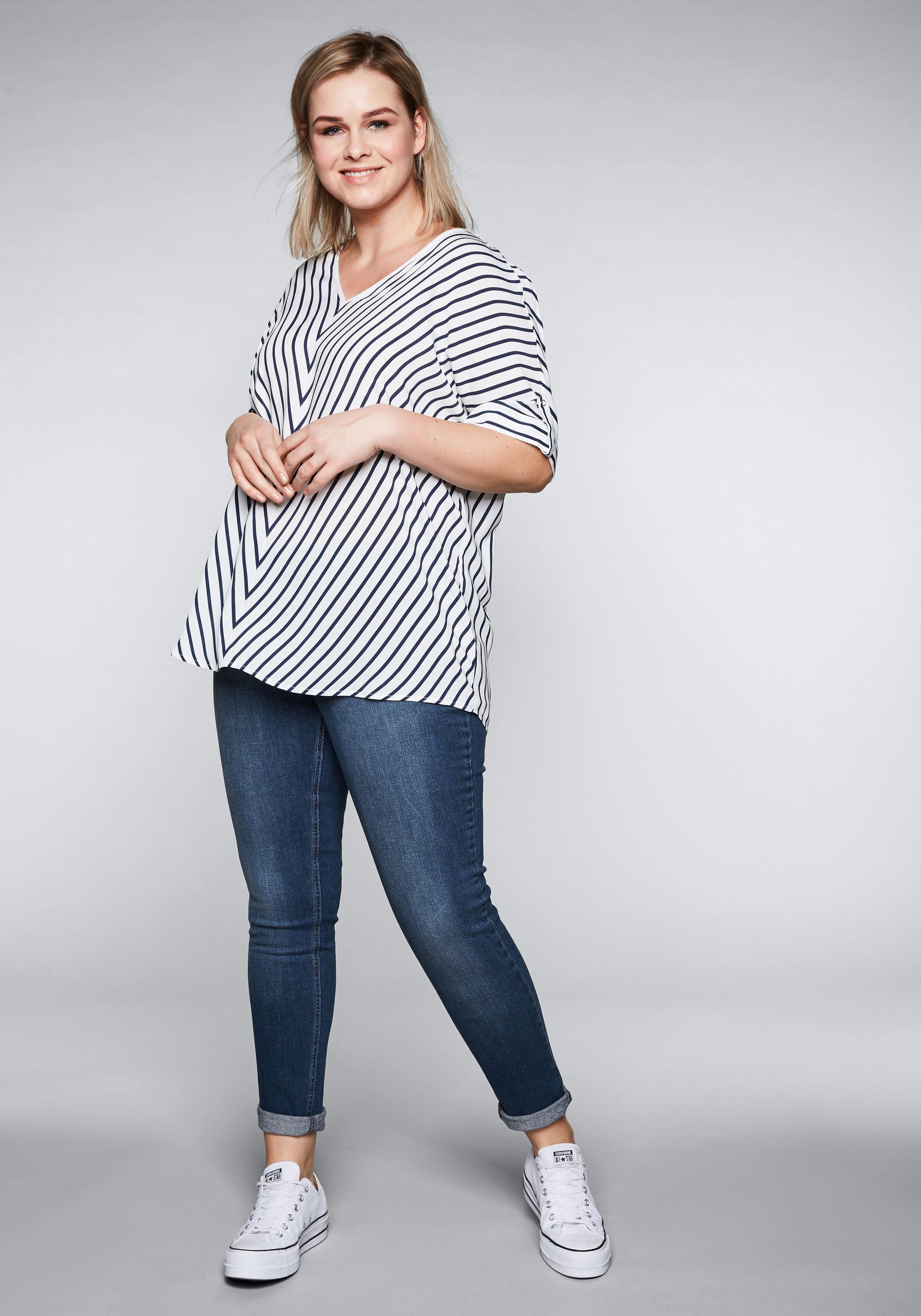 Tunika in Oversized-Form mit Streifen