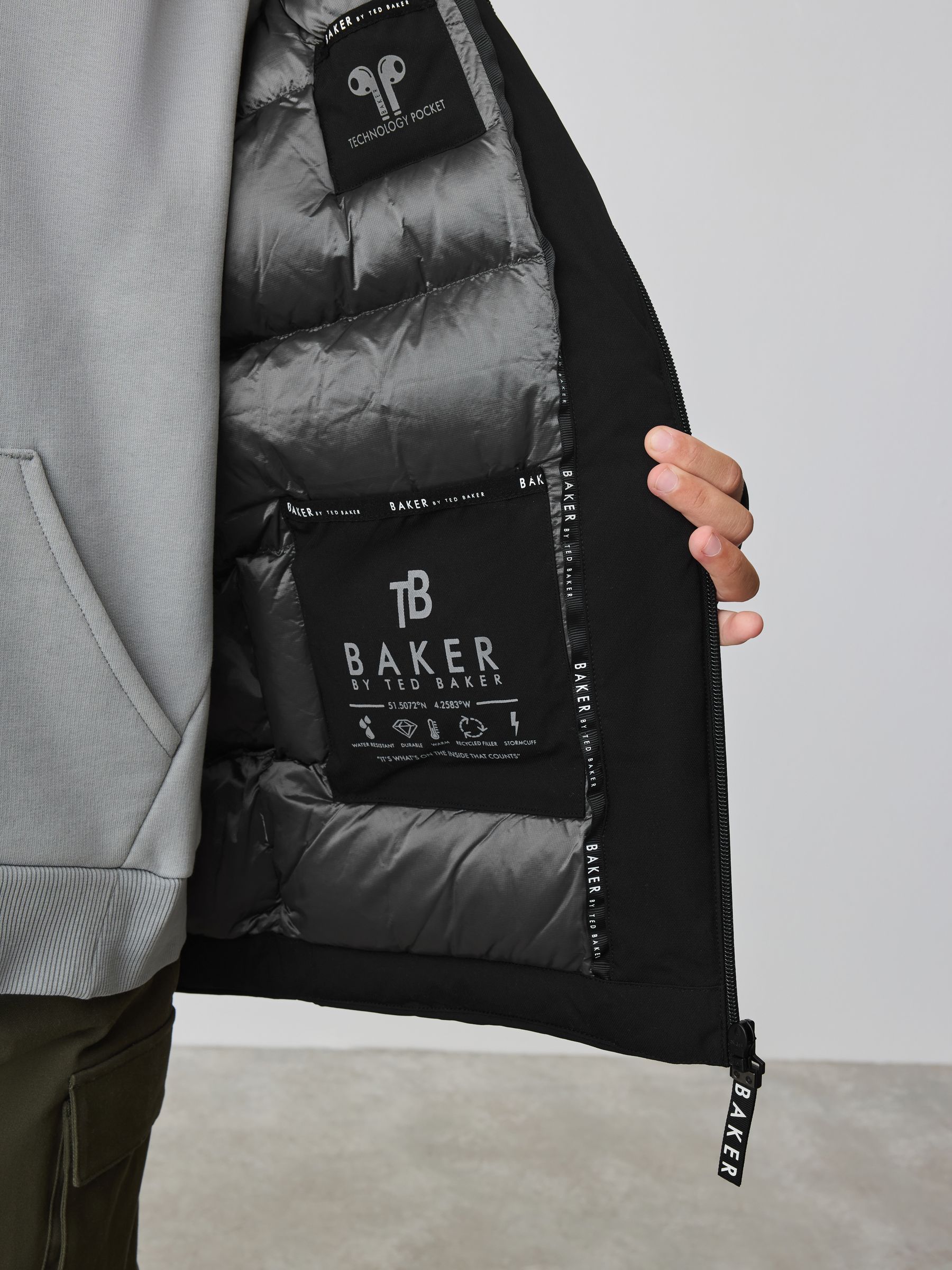 Zwart - Baker by Ted Baker regenbestendige parkajas