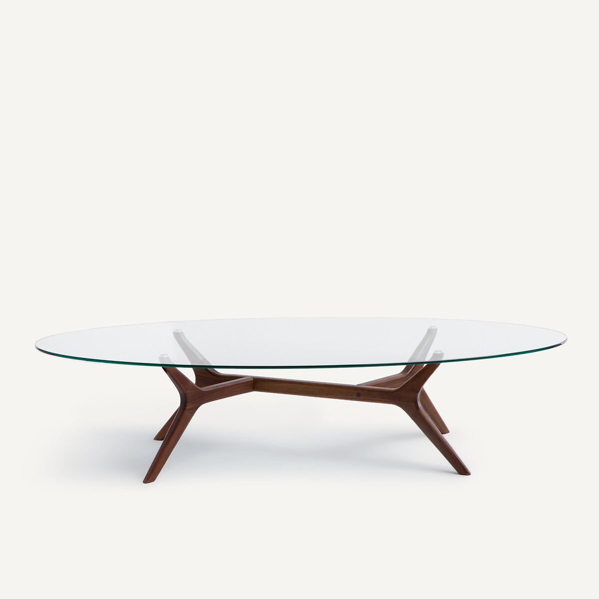 AM.PM<br>Mesa de centro elíptica em nogueira e vidro, Maricielo