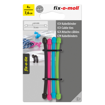 Kabelbinder fix-o-tie 4 kleuren 76mm - 4 stuks