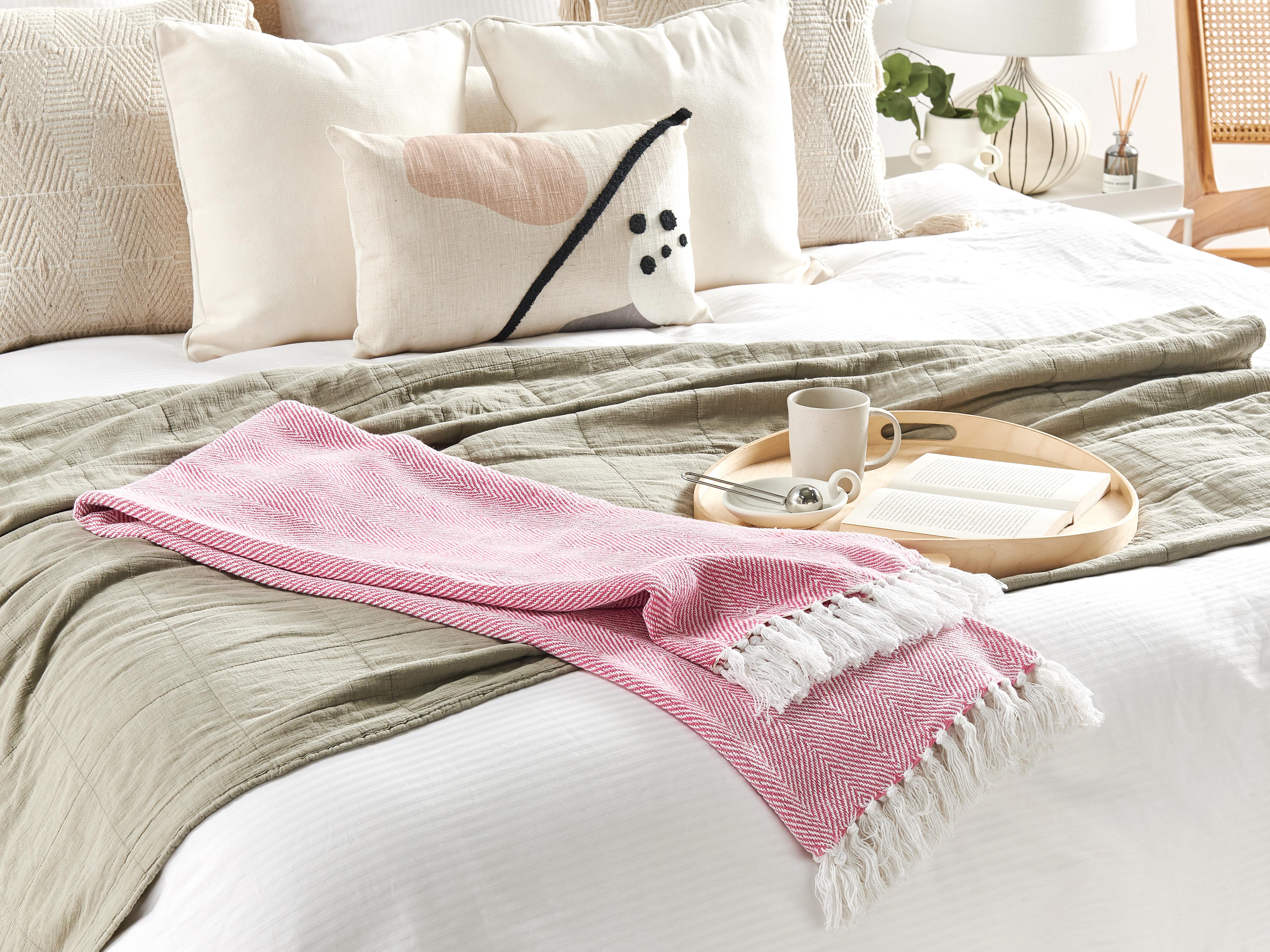Plaid TANGIER Katoen 130 x 160 cm Roze