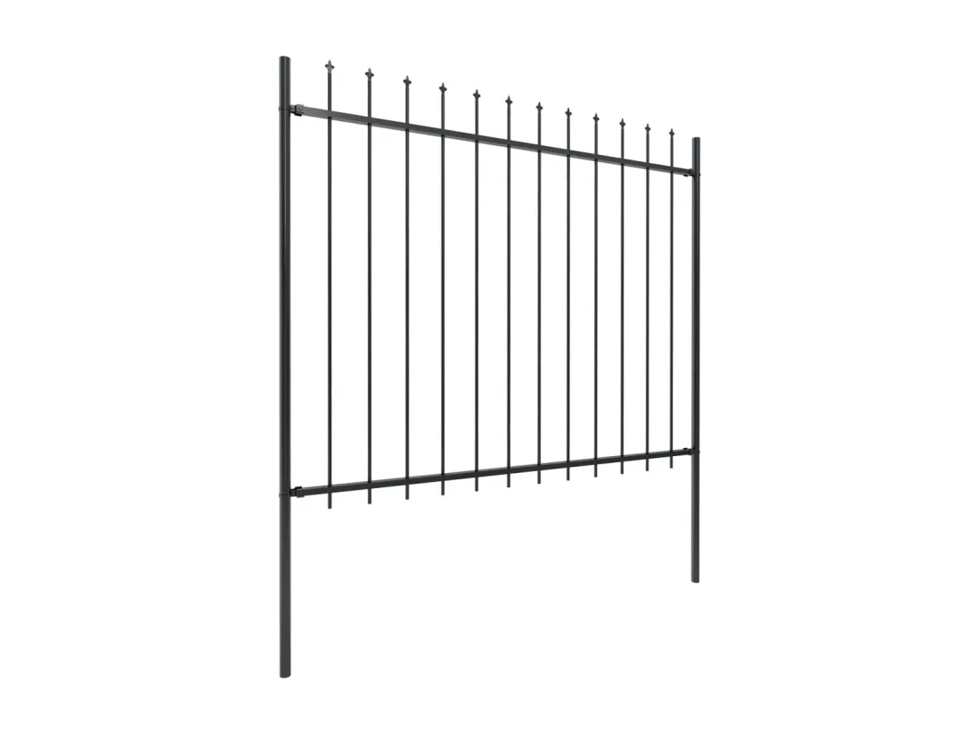Cl?ture de jardin avec dessus en lance Acier 15,3 x 1,5 m Noir