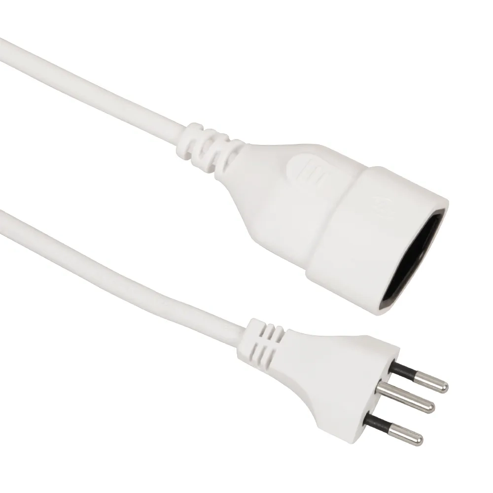 (5er Pack) 5m Verlängerungskabel mit CH-Stecker Schweiz 3-polig T13-T12 IP20 (02.900.5WS-5) - Weiss