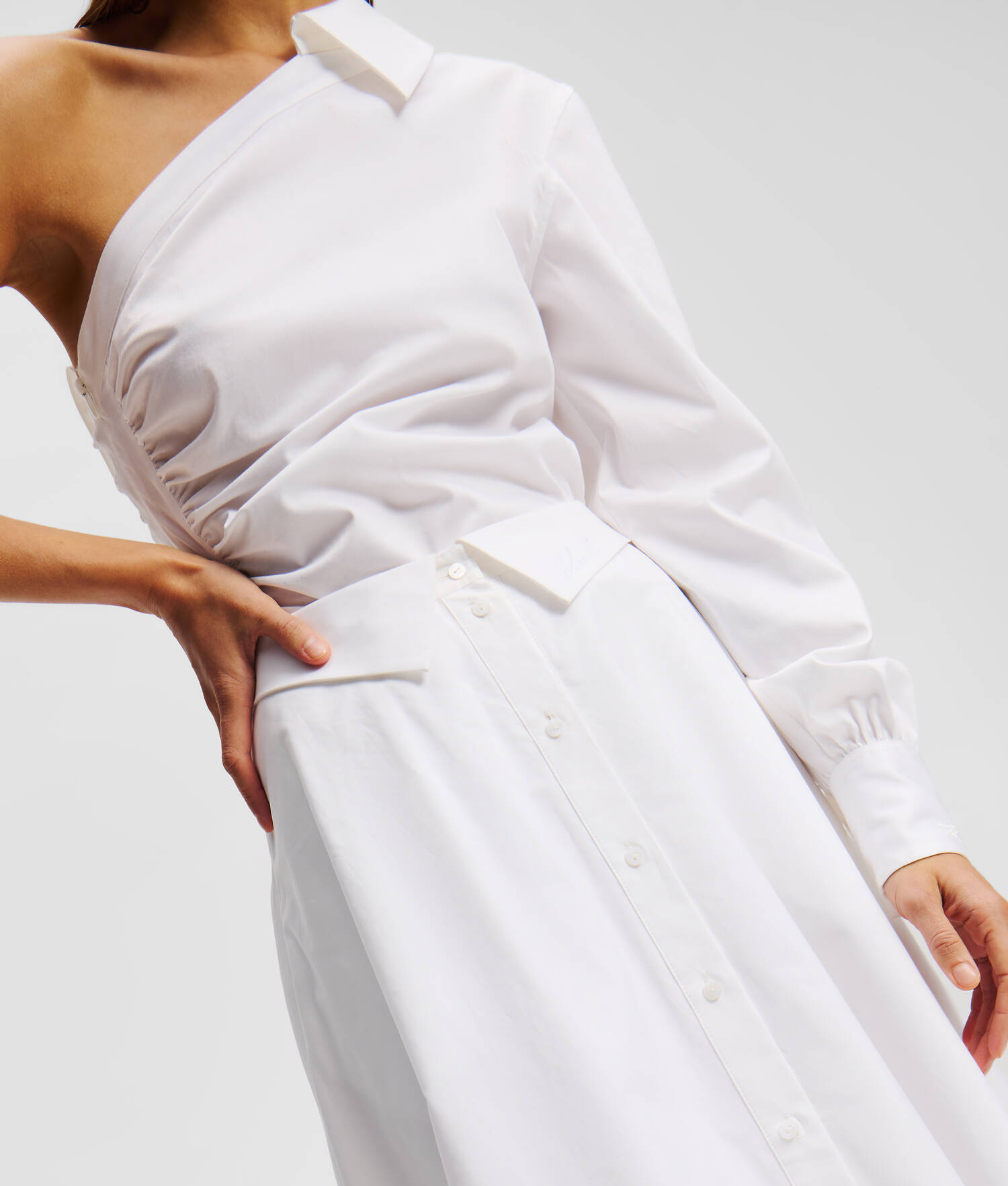 ROBE-CHEMISIER EN POPELINE - Blanc