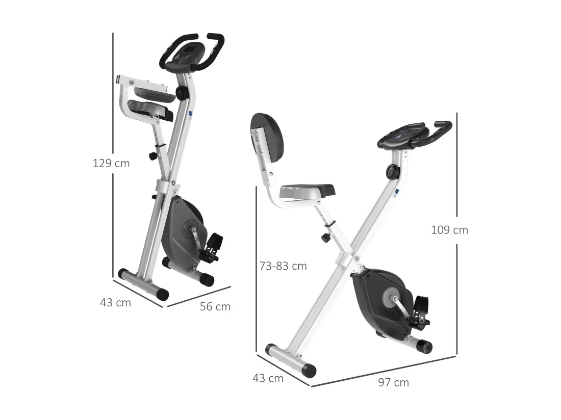 Vélo d'appartement pliable - collaboration Aosom.fr x FFHandball - 8 niv. résistance magnétique réglable - gris