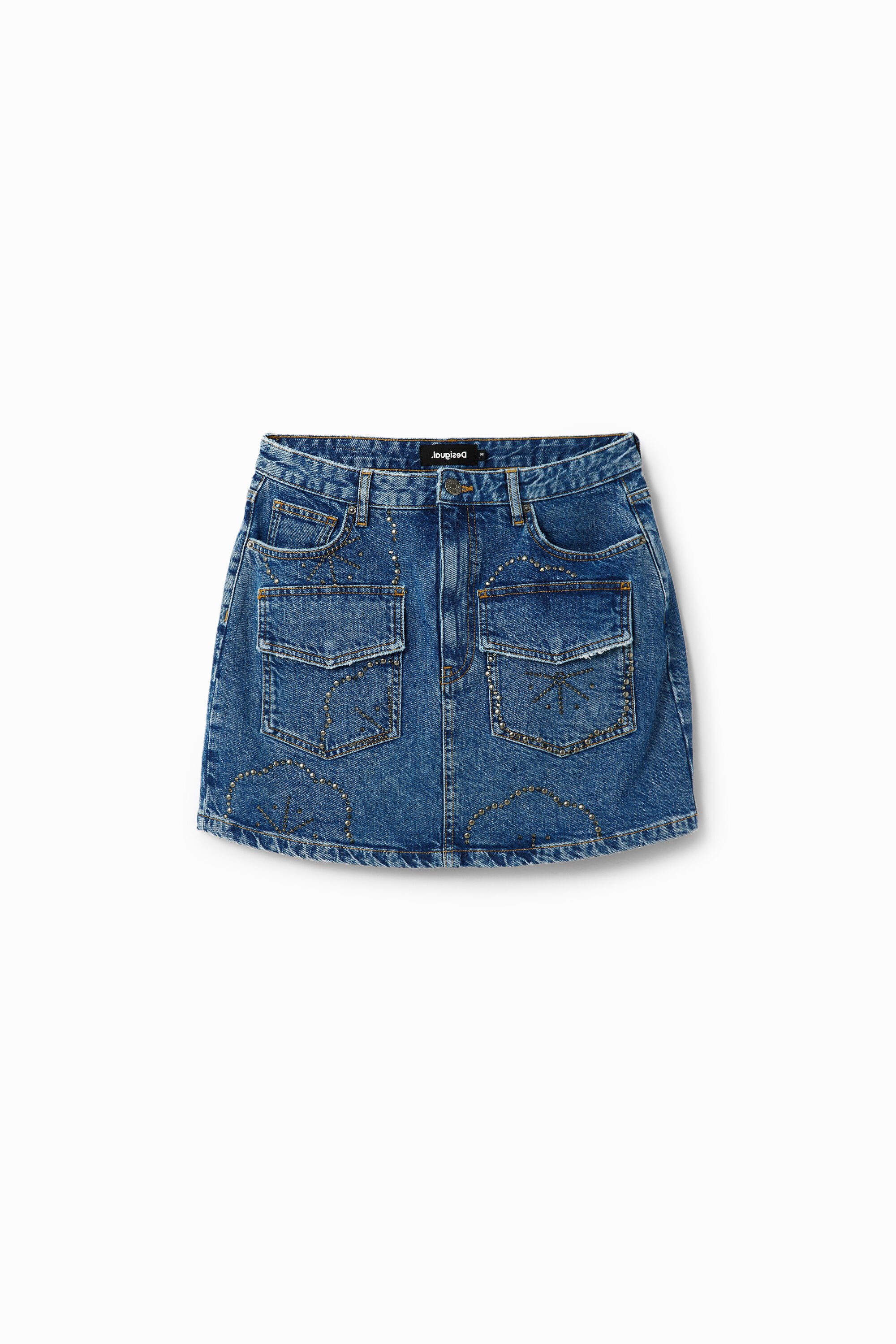 Mini-jupe jean clous