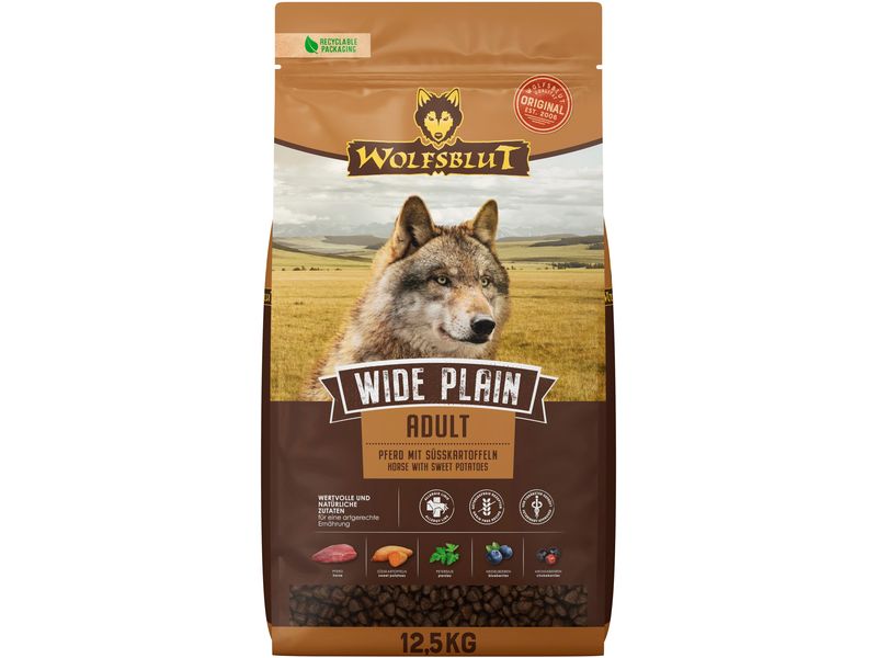 Wolfsblut Trockenfutter Dog Wide Plain Adult, 12.5 kg Mit Pferd und Süsskartoffel