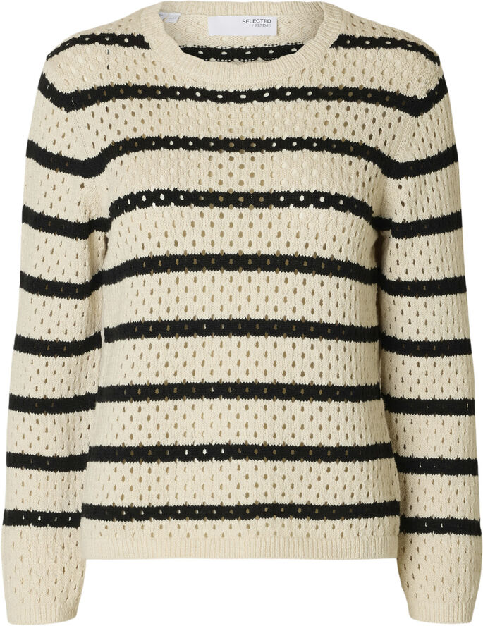 Selected Femme SLFKENYA LS PULLOVER KNIT D2 Birch/stripes black
