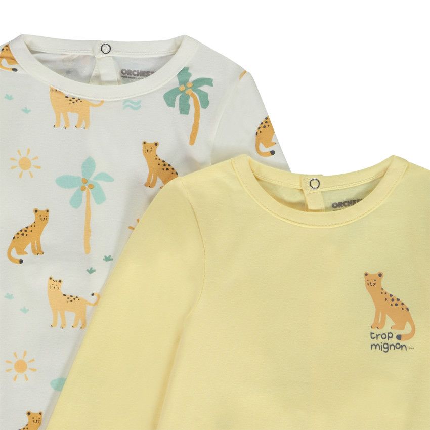Lot de 4 dors-bien fantaisie en jersey pour bébé garçon - Ecru