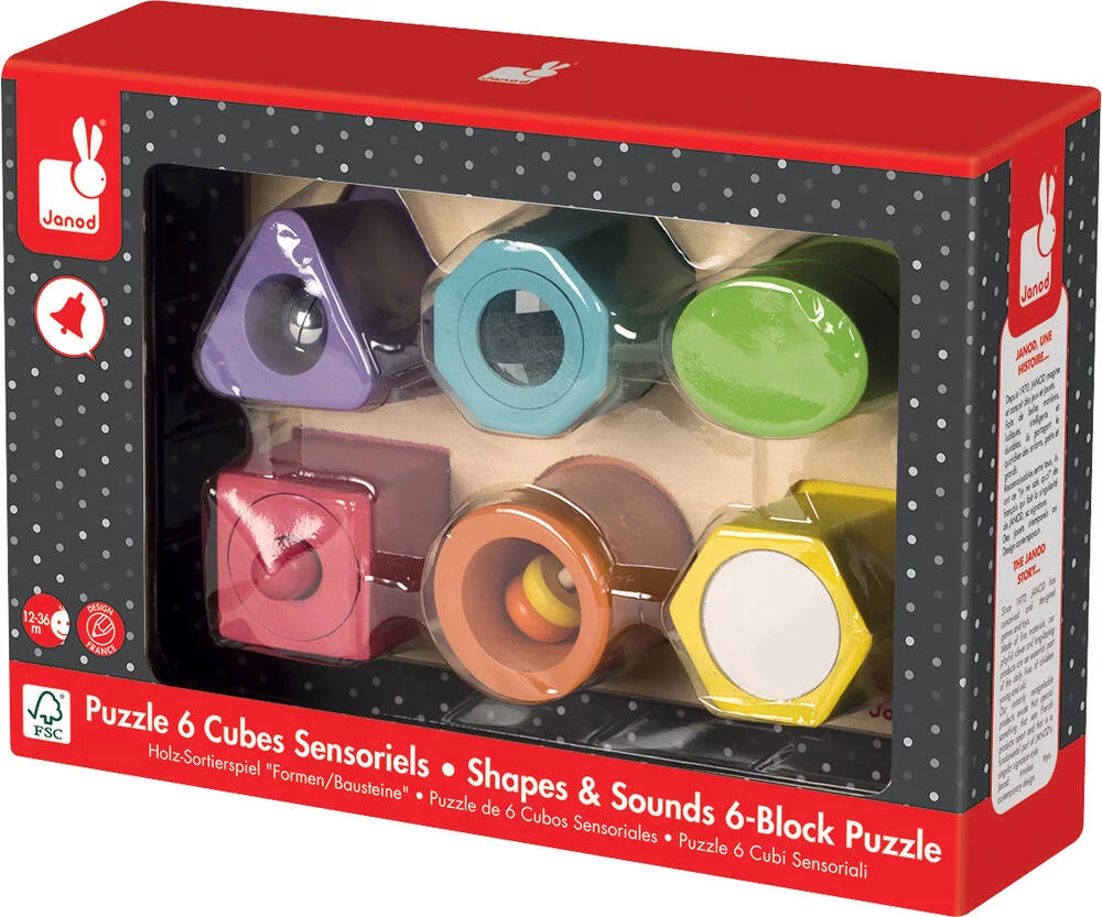 PUZZLE 6 CUBES SENSORIELS - EN BOIS