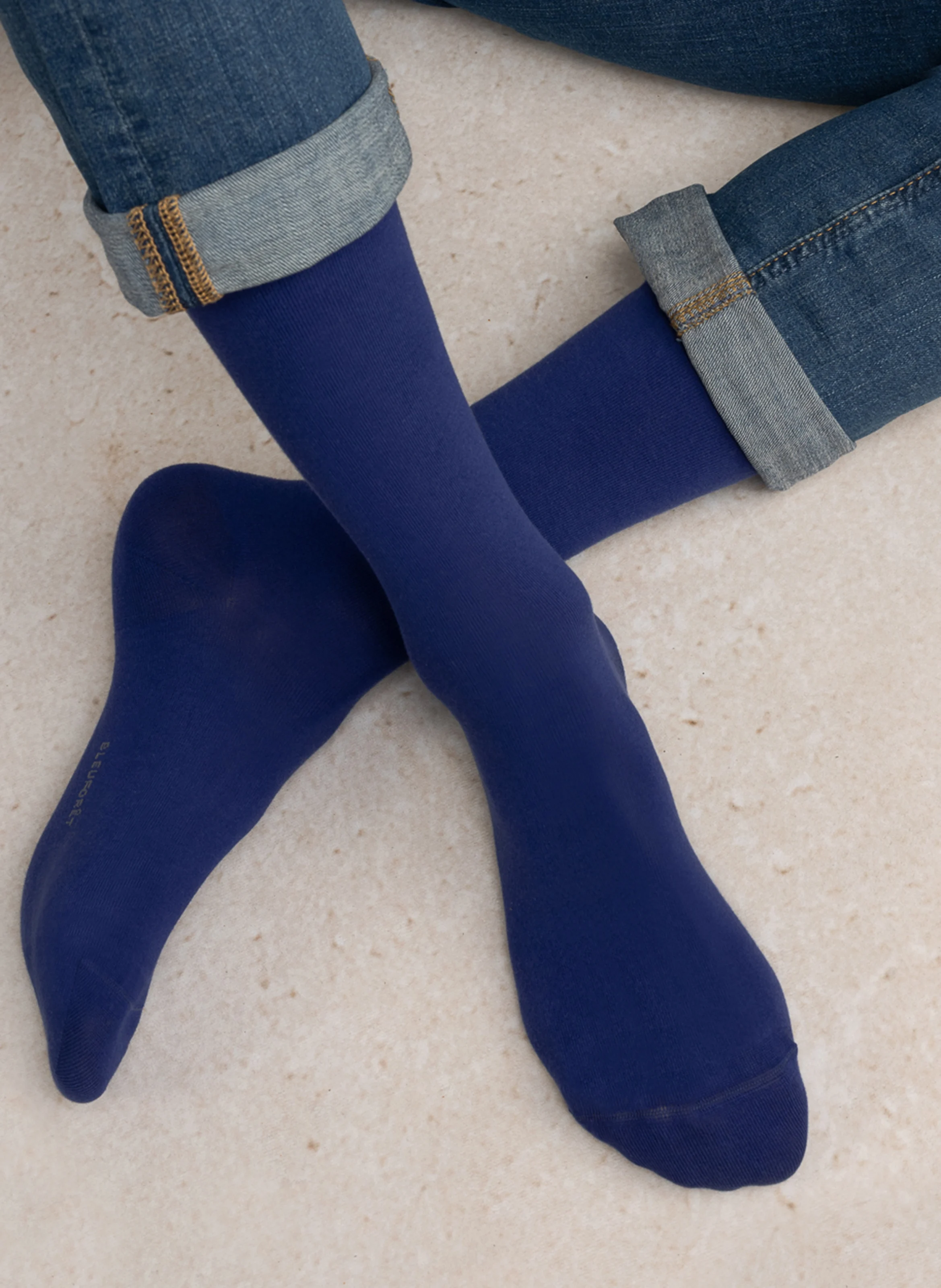 Chaussettes mi-hautes en coton mélangé | Bleu