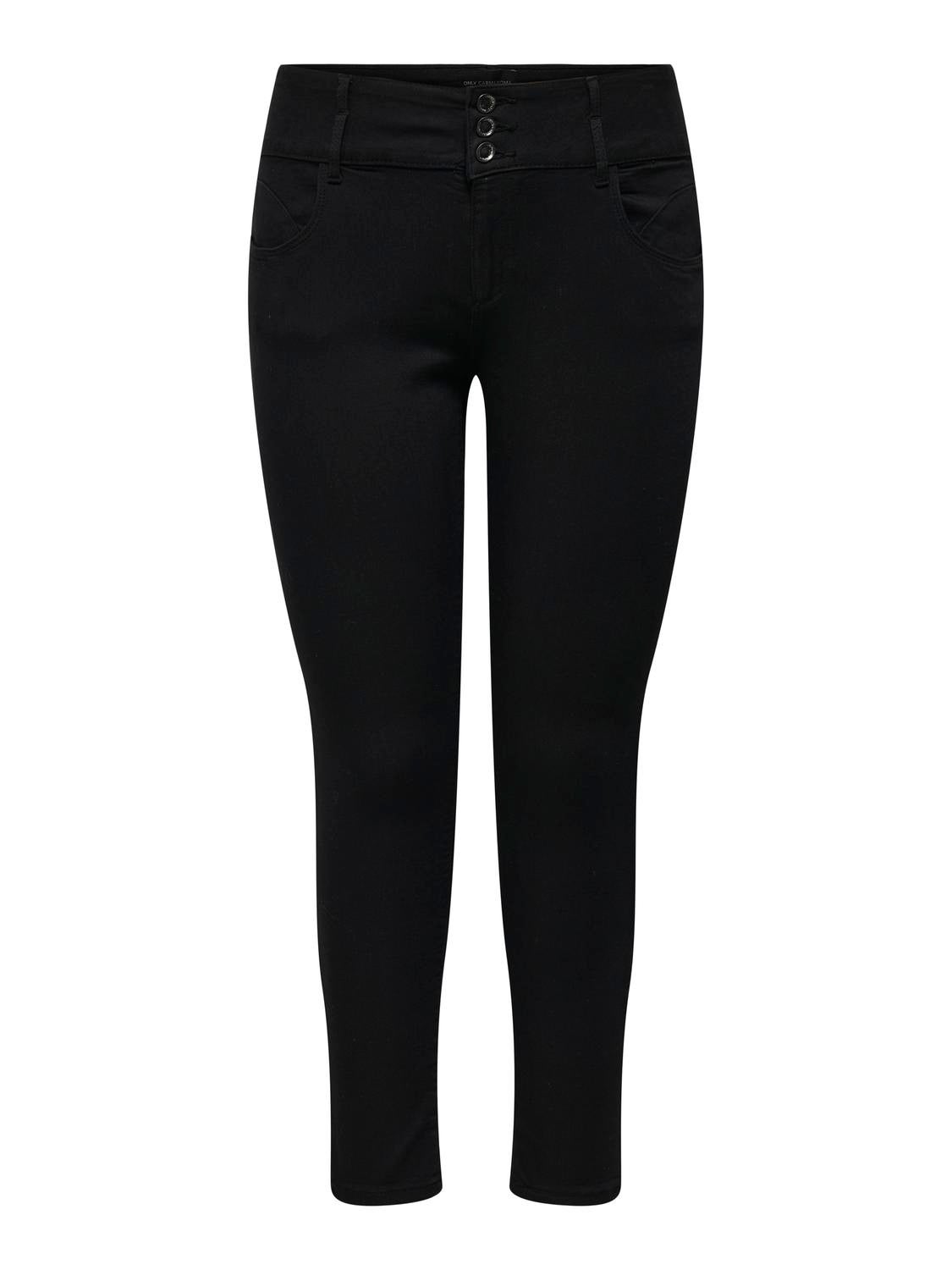 CARANNA Mittlere Taille Skinny Fit Jeans Black Denim