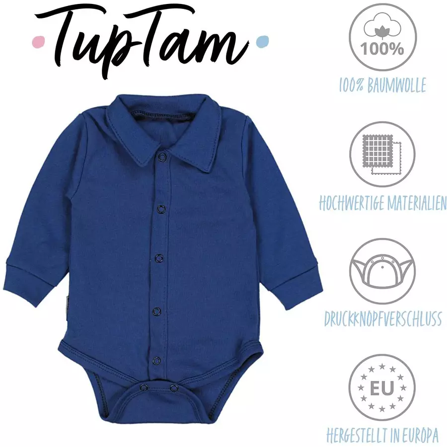 TupTam Baby Jungen Langarm Kurzarm Body mit Kragen black denim
