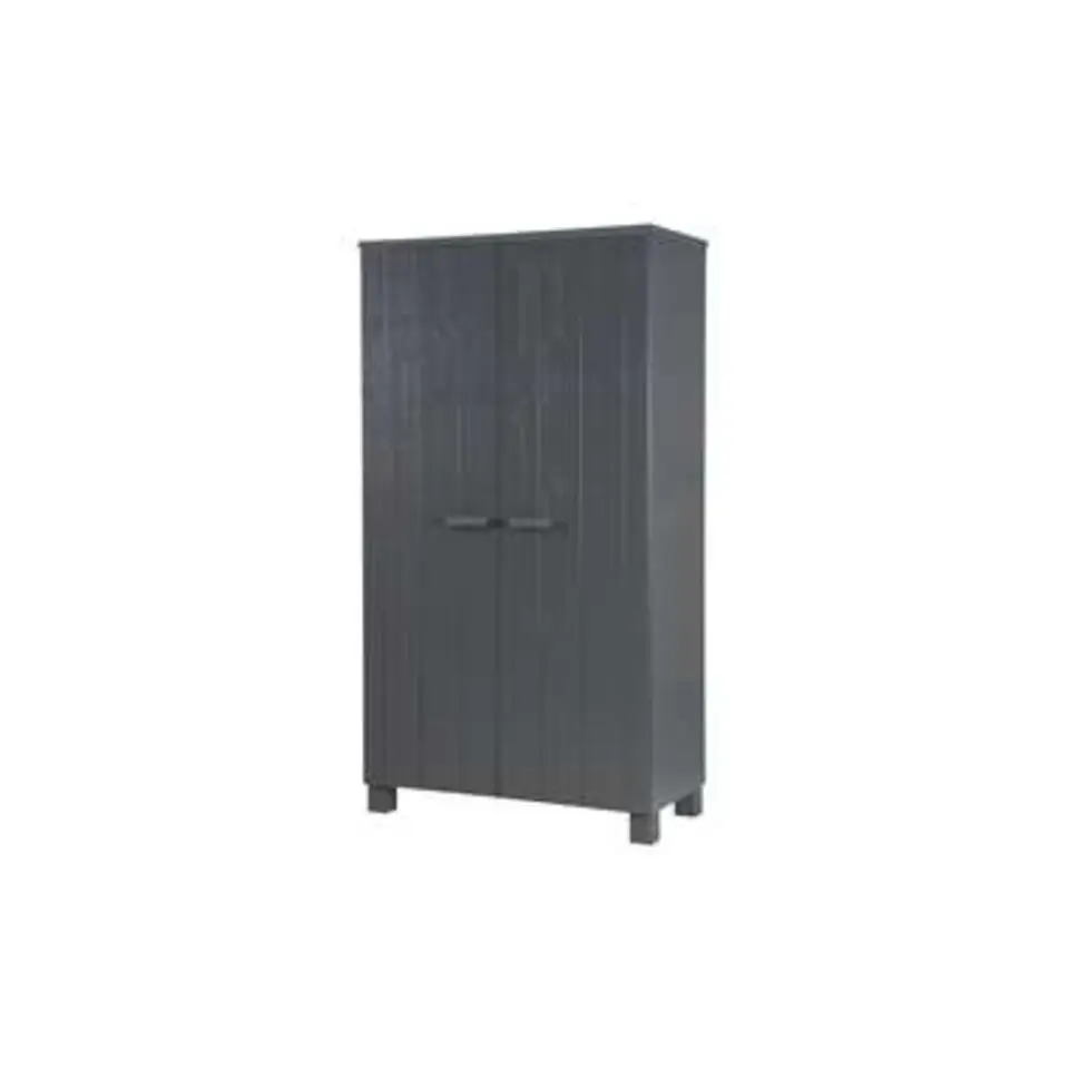 WOOOD Dennis Kast - Grenen Geborsteld - Staal Grijs - 111x202x55